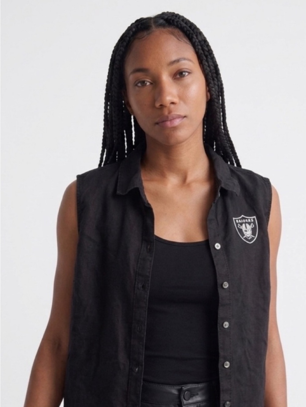 Tommy Bahama NFL Las Vegas Raiders Black Linen Shirt Women's L/G